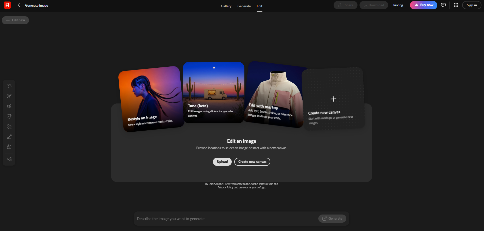Firefly Generate image preview